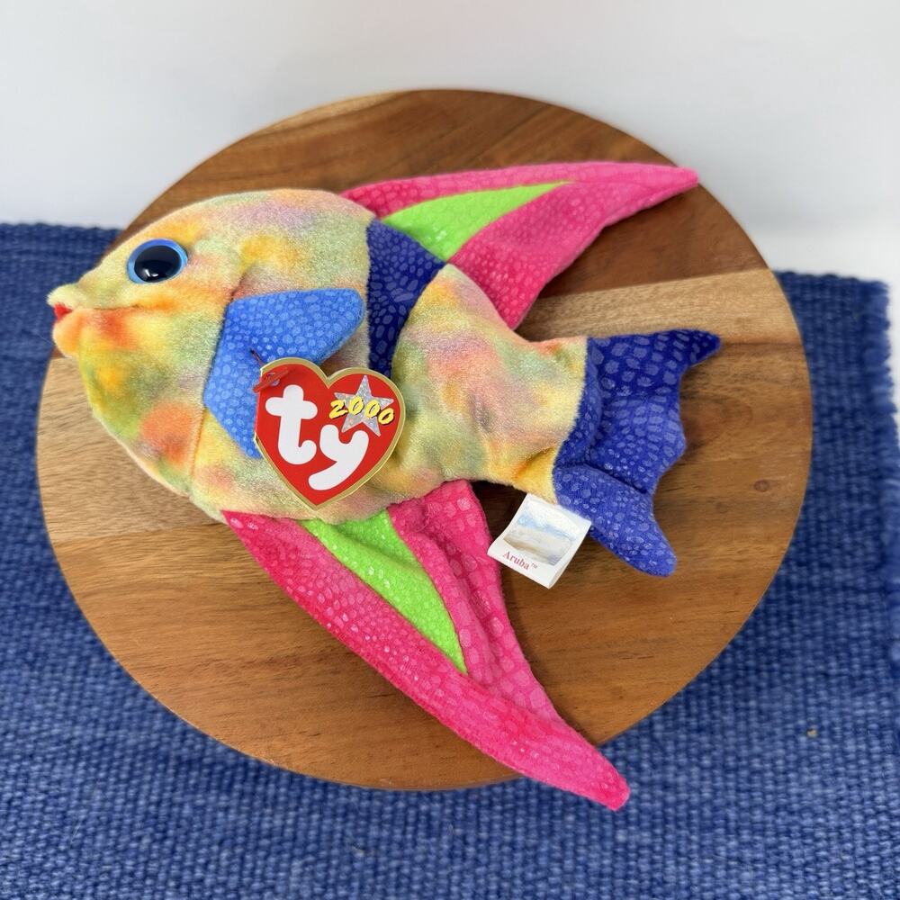 TY Beanie Baby - ARUBA the Angel Fish (7 inch) - MWMT's Stuffed Animal Toy